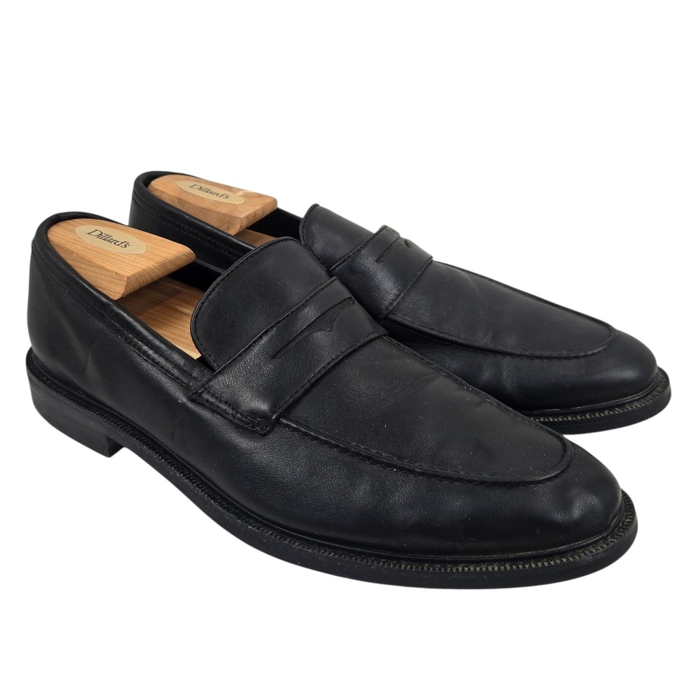 Aston Grey Penny Loafers Dozer Leather Slip On Black Sz 10 Dress Shoes Business